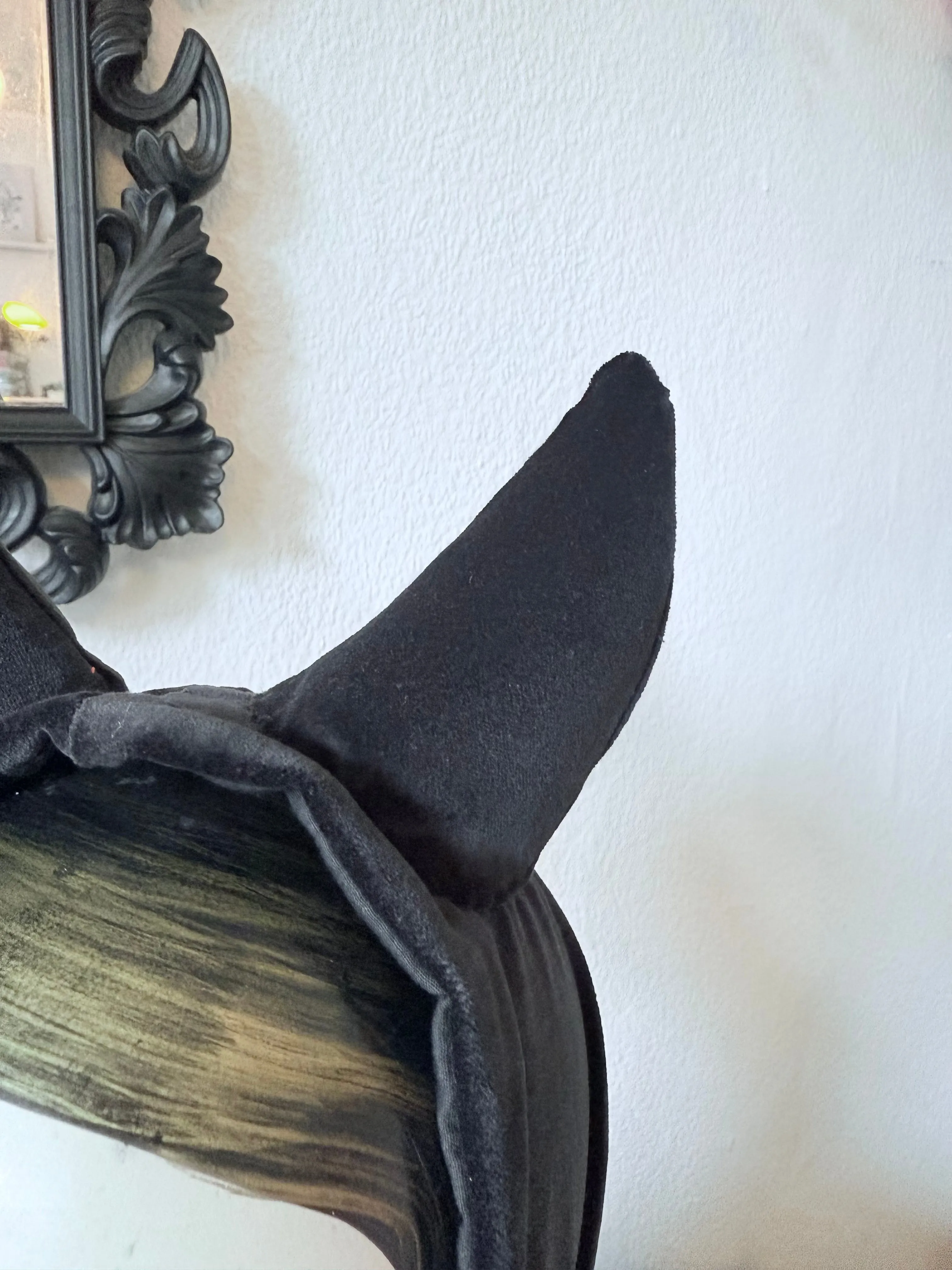 SARAH SPROUT COLLECTION: 
‘Little Devil’ Vintage Devil Horns Headband in Black Velvet (made to order)