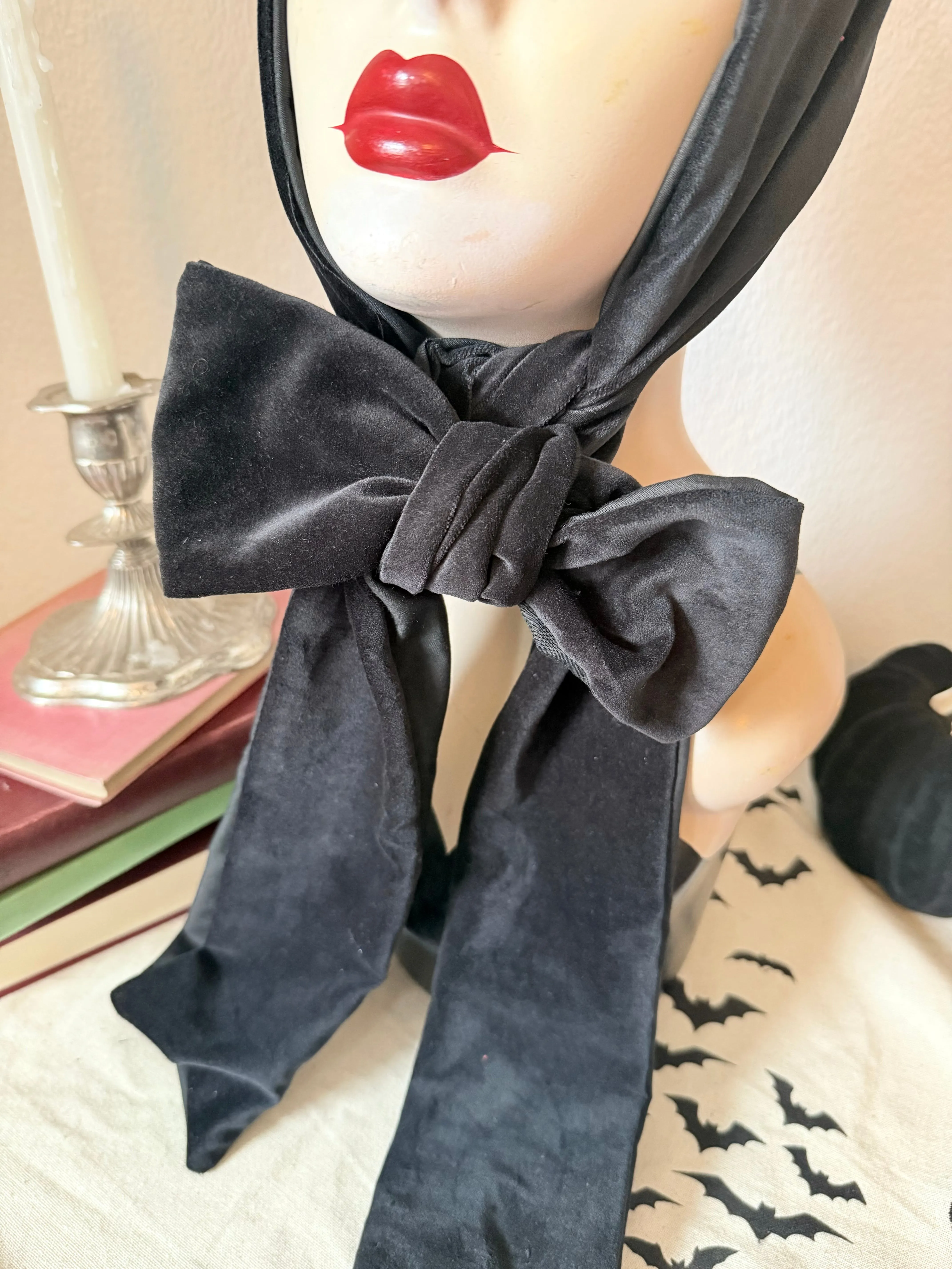 SARAH SPROUT COLLECTION: 
‘Little Devil’ Vintage Devil Horns Headband in Black Velvet (made to order)