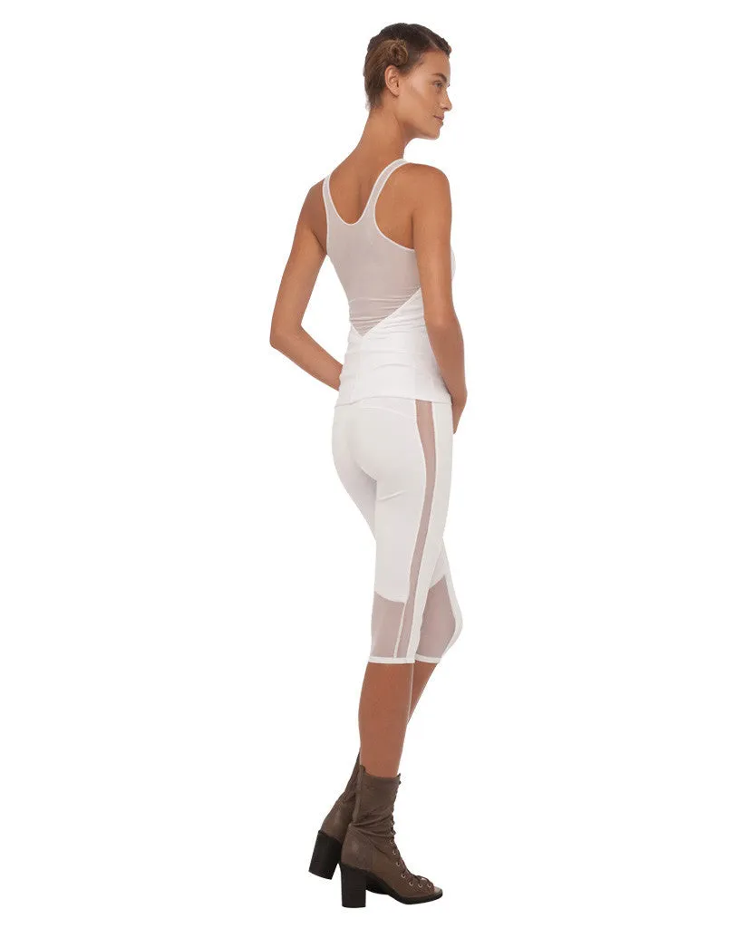 SIDE STRIPE CAPRI WITH MESH INSERT