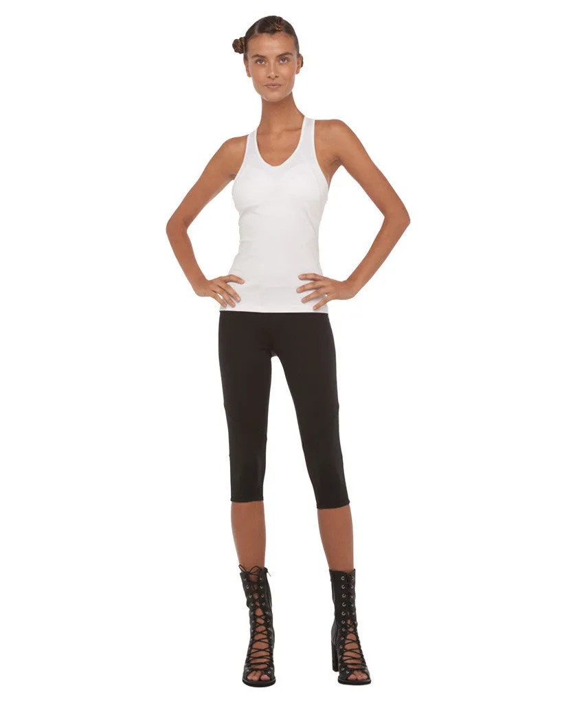 SIDE STRIPE CAPRI WITH MESH INSERT