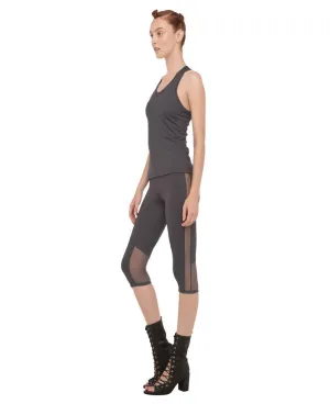 SIDE STRIPE CAPRI WITH MESH INSERT