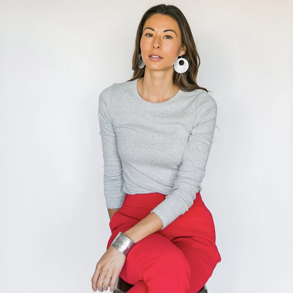 Silver Luster Revolve Leather Earrings