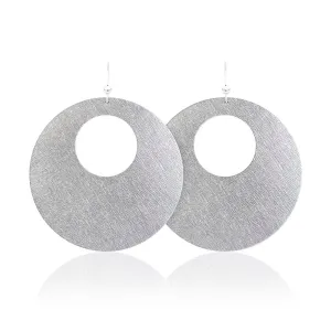 Silver Luster Revolve Leather Earrings