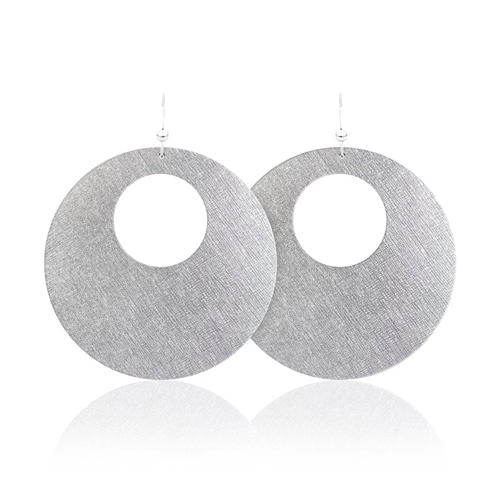 Silver Luster Revolve Leather Earrings