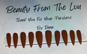 Size Large Medium Hand Painted Brown Stiletto Nails with 4 Accent Nails