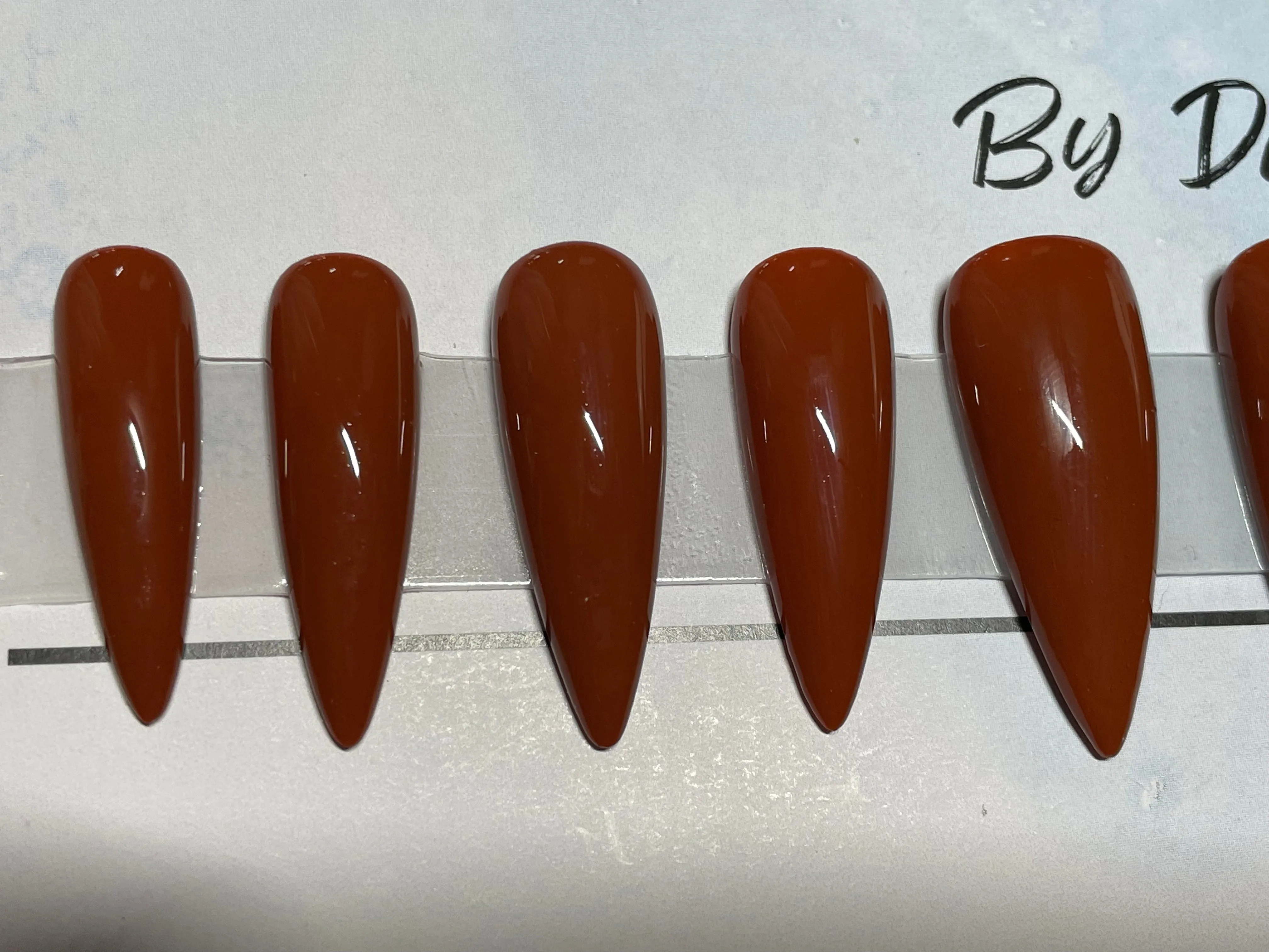 Size Large Medium Hand Painted Brown Stiletto Nails with 4 Accent Nails
