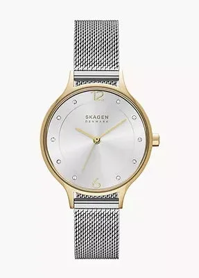 SKAGEN ANITA LILLE SILVER DIAL GOLD CASE MESH BRACELET SKW2340