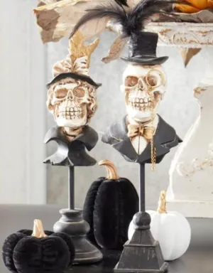 Skeleton Man and Lady Busts on Spindles