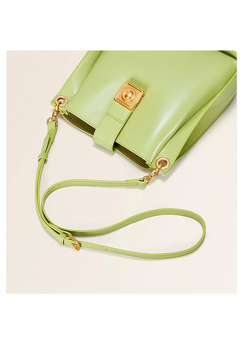 Sleek Cowhide Leather Convertible Shoulder Bag