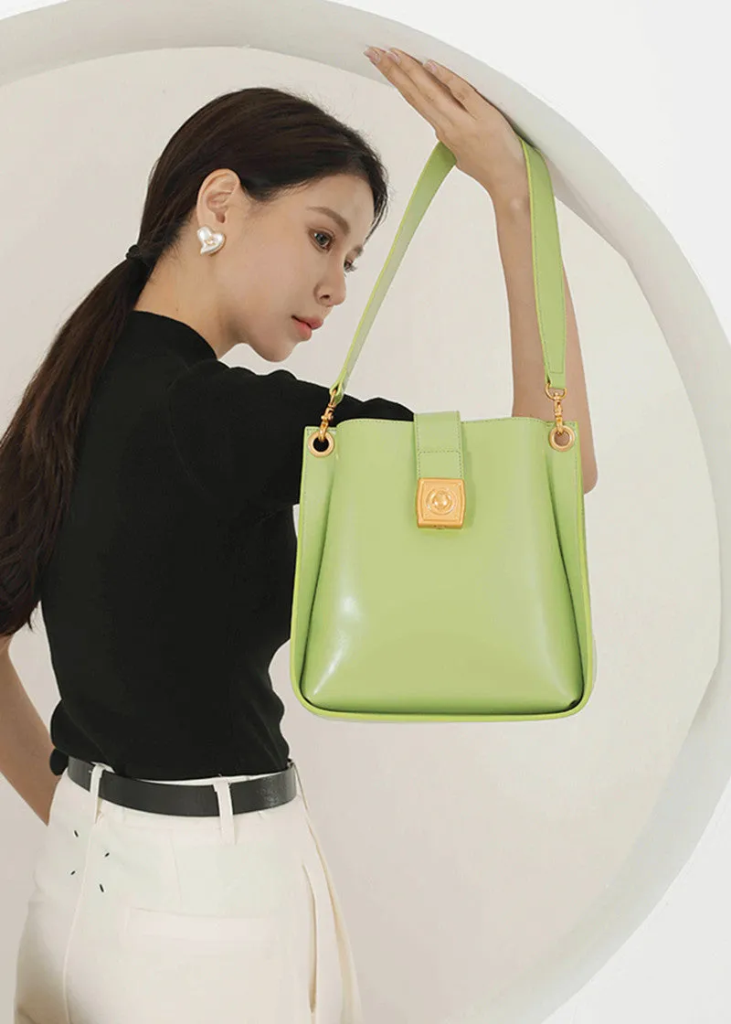 Sleek Cowhide Leather Convertible Shoulder Bag