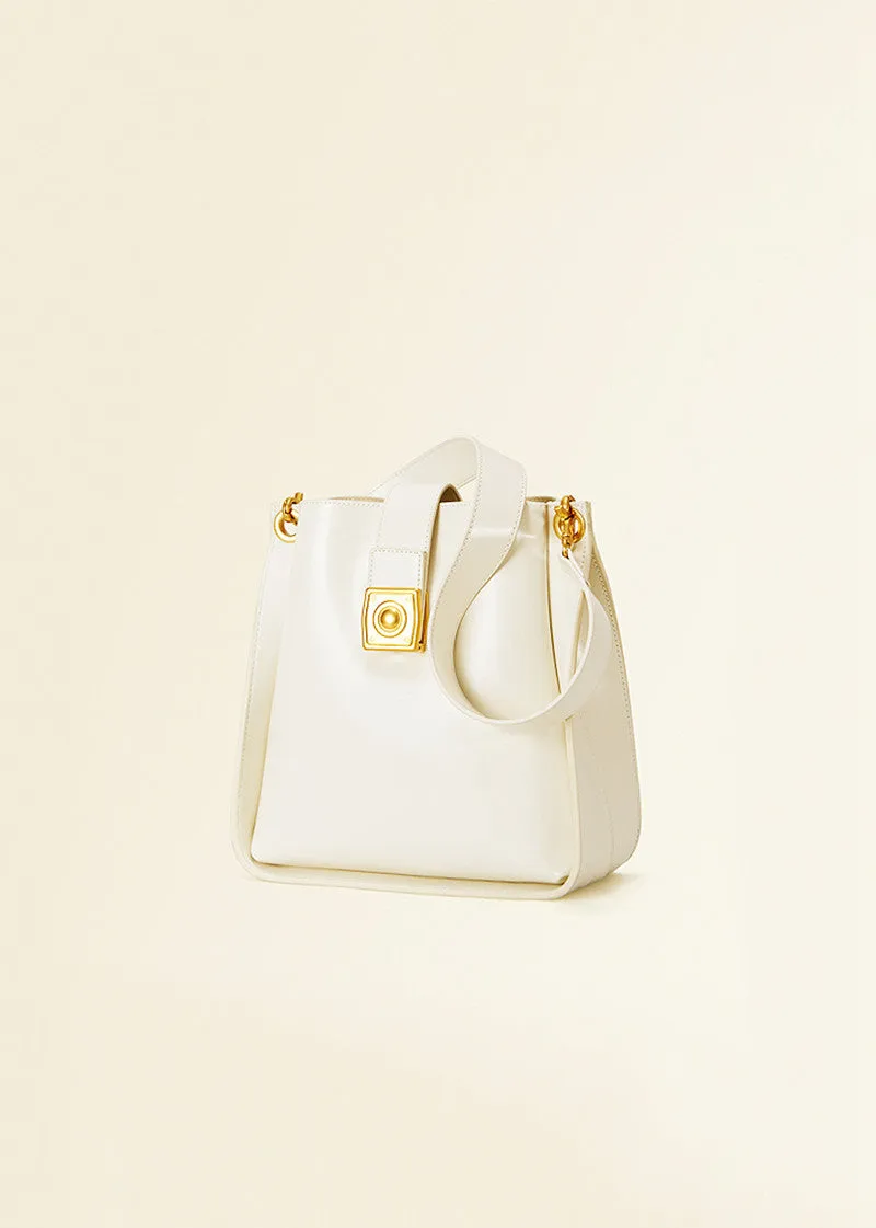 Sleek Cowhide Leather Convertible Shoulder Bag