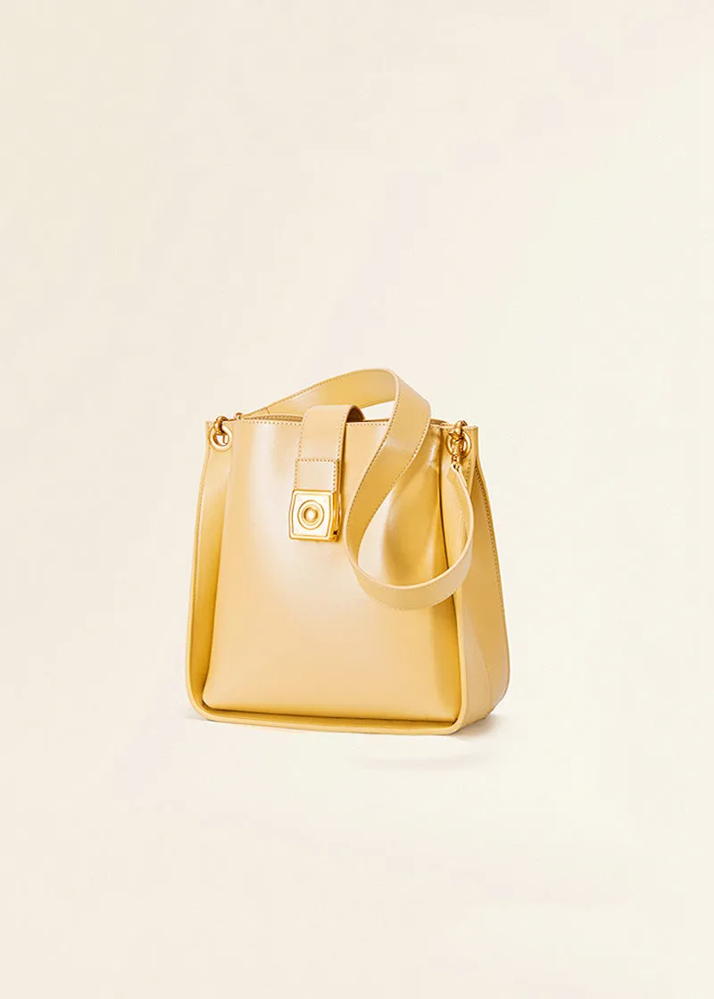 Sleek Cowhide Leather Convertible Shoulder Bag