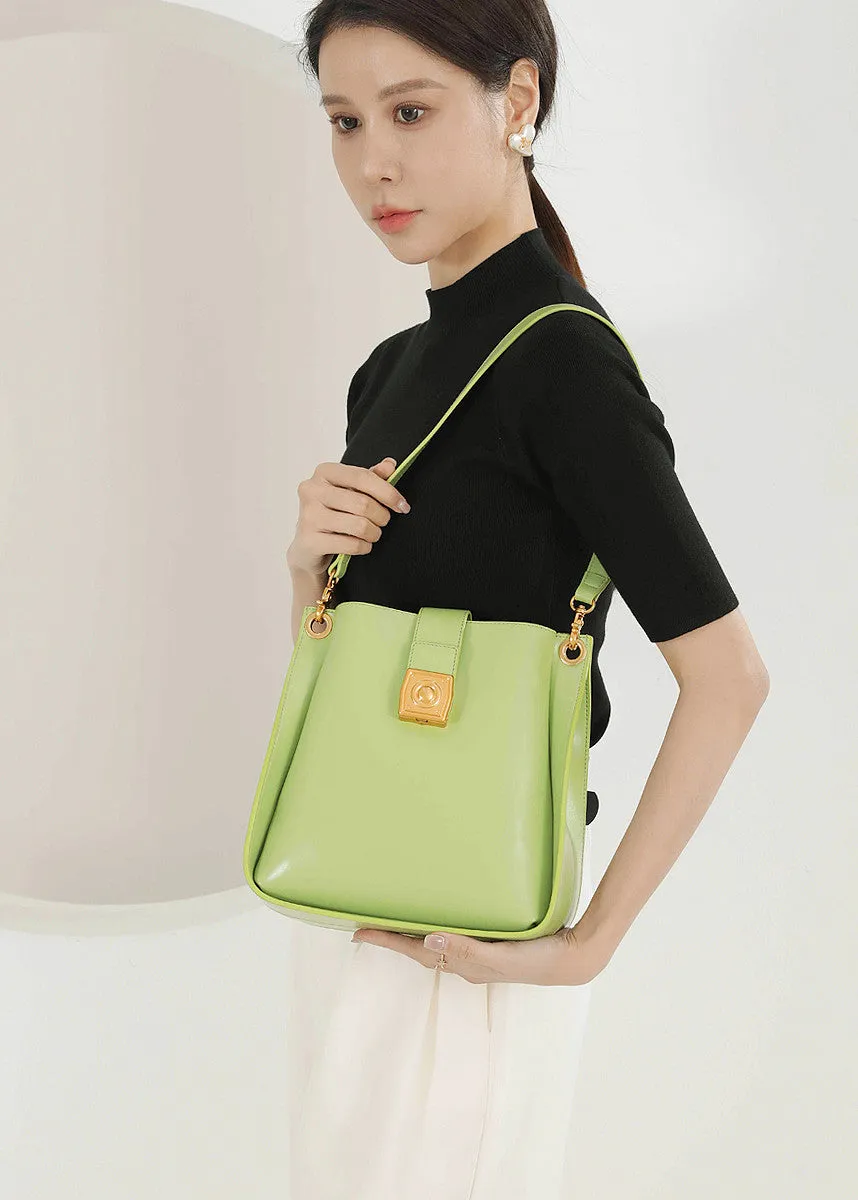 Sleek Cowhide Leather Convertible Shoulder Bag