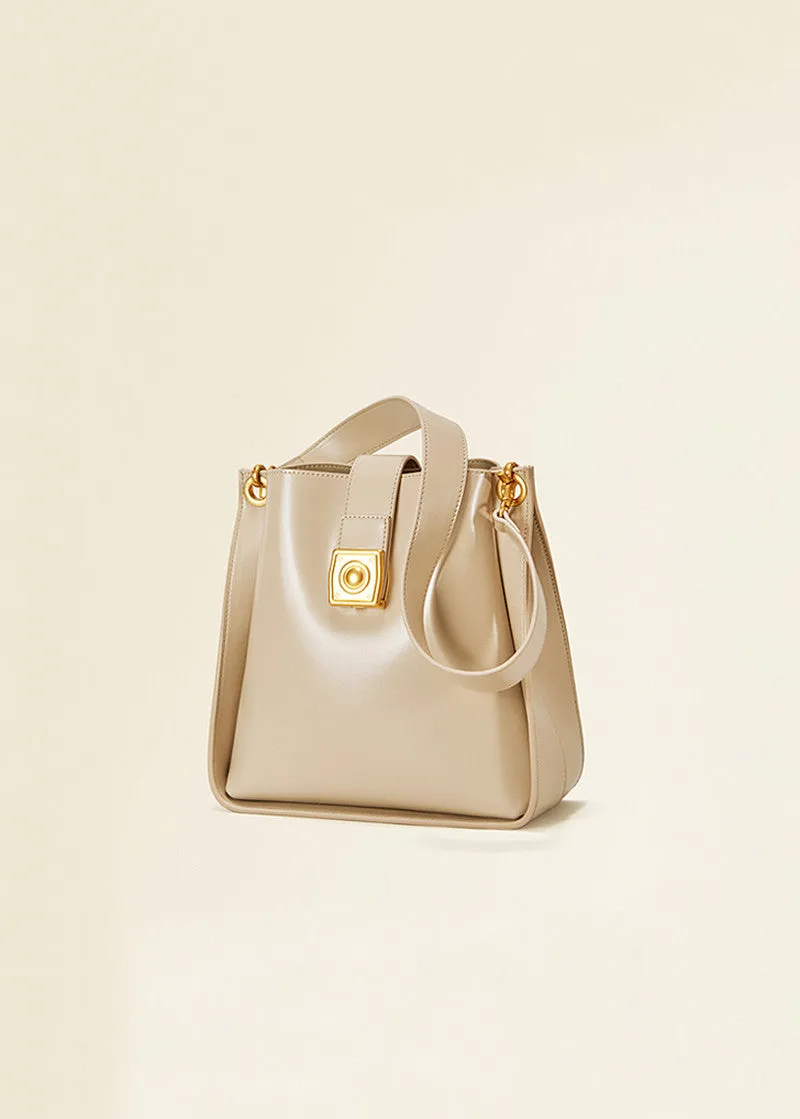 Sleek Cowhide Leather Convertible Shoulder Bag