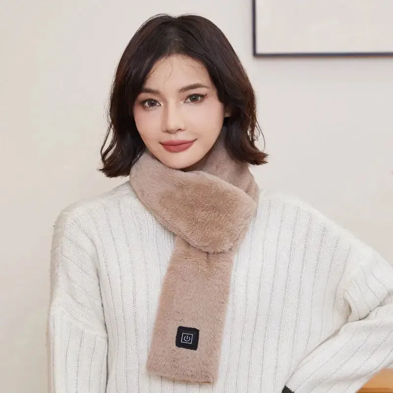 Smart Heated Scarf USB Rechargeable Warm Khaki with Three Heating Levels
