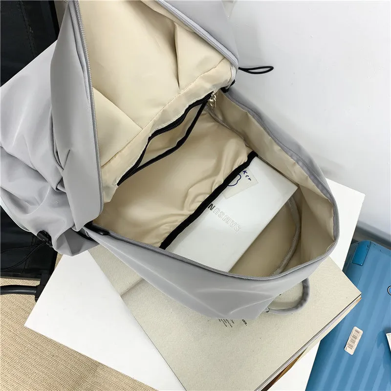 Spring New Trendy Simple Solid Color Schoolbag Large Capacity High School Student College Students' Backpack Street Popular Backpack