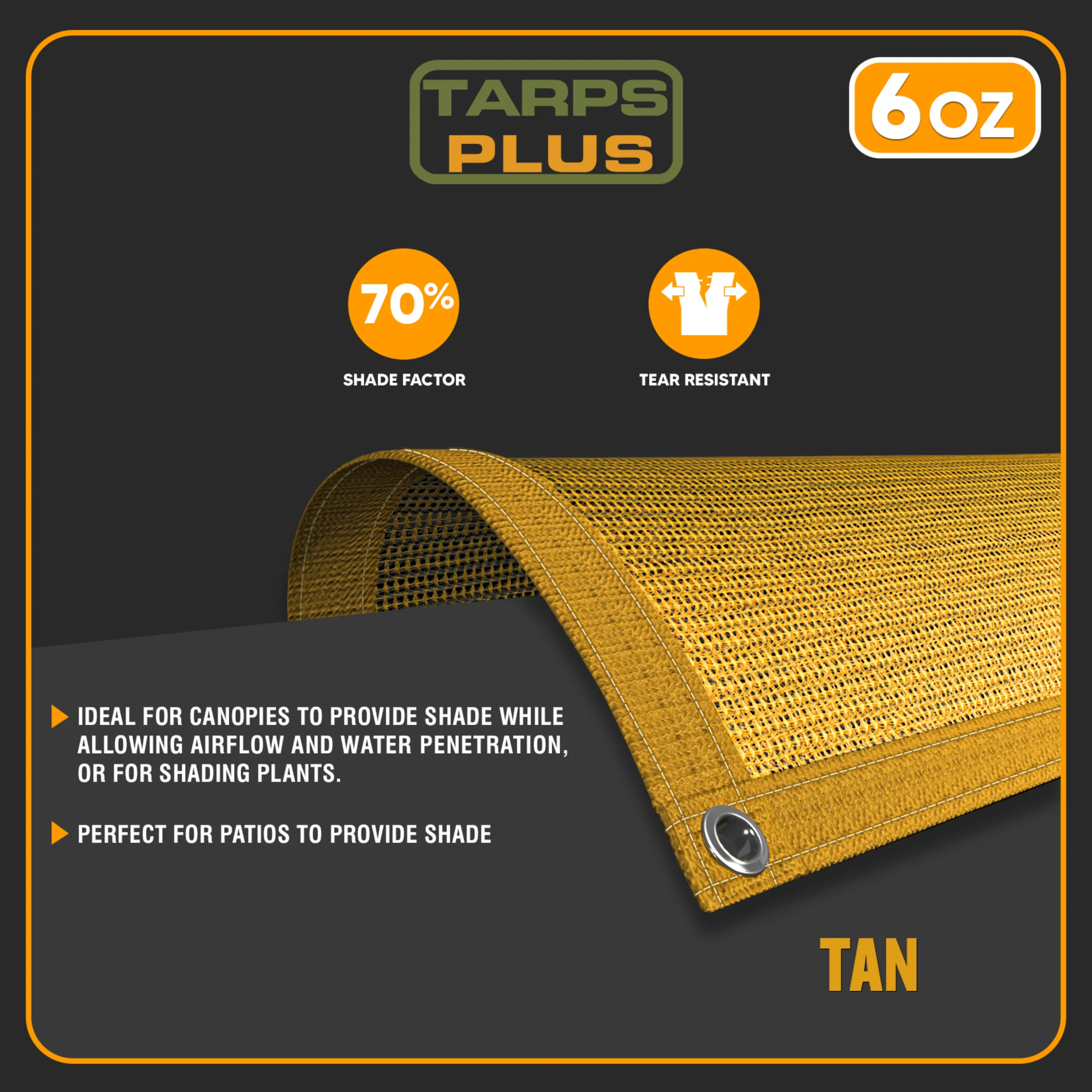 Tan Mesh Tarp 8' x 12'