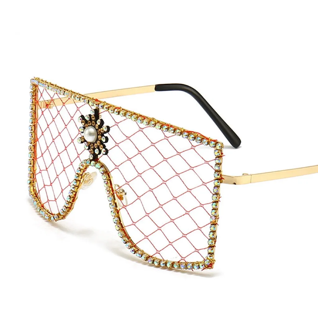 TEEK - Rhinestone Face Veil Eyewear