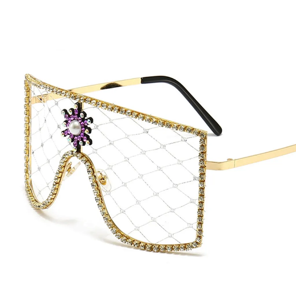 TEEK - Rhinestone Face Veil Eyewear