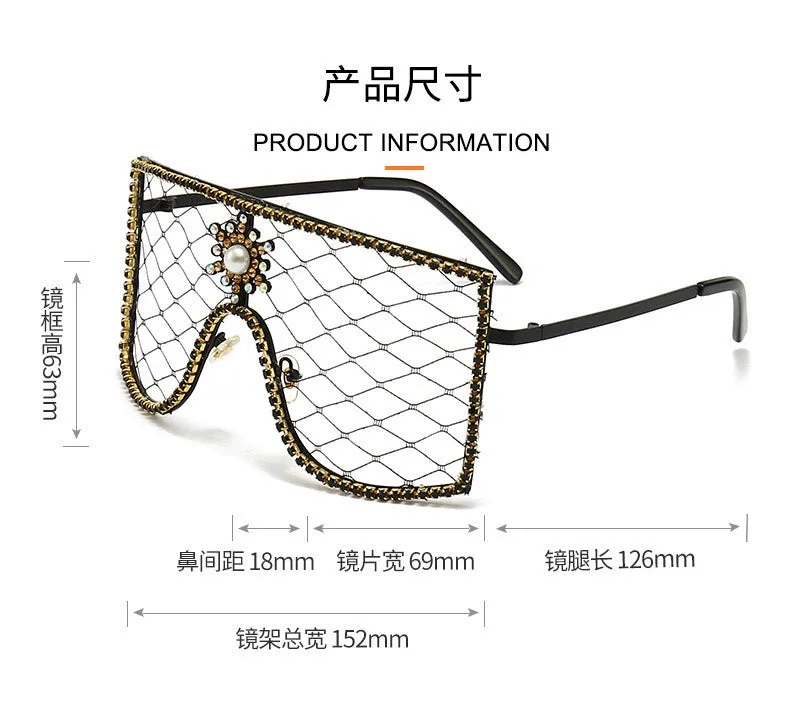 TEEK - Rhinestone Face Veil Eyewear