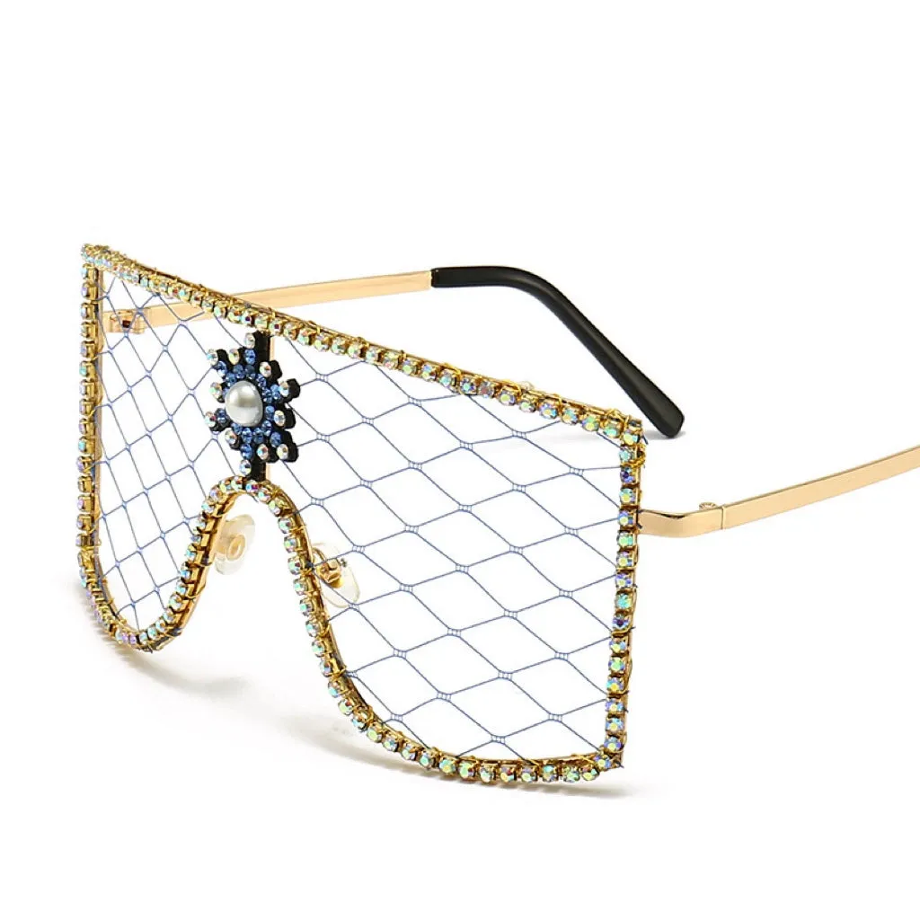 TEEK - Rhinestone Face Veil Eyewear
