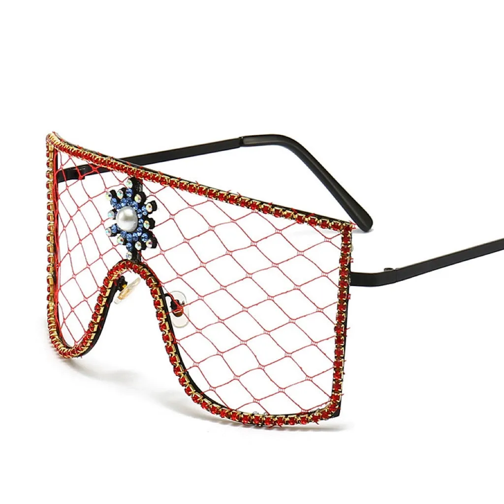 TEEK - Rhinestone Face Veil Eyewear