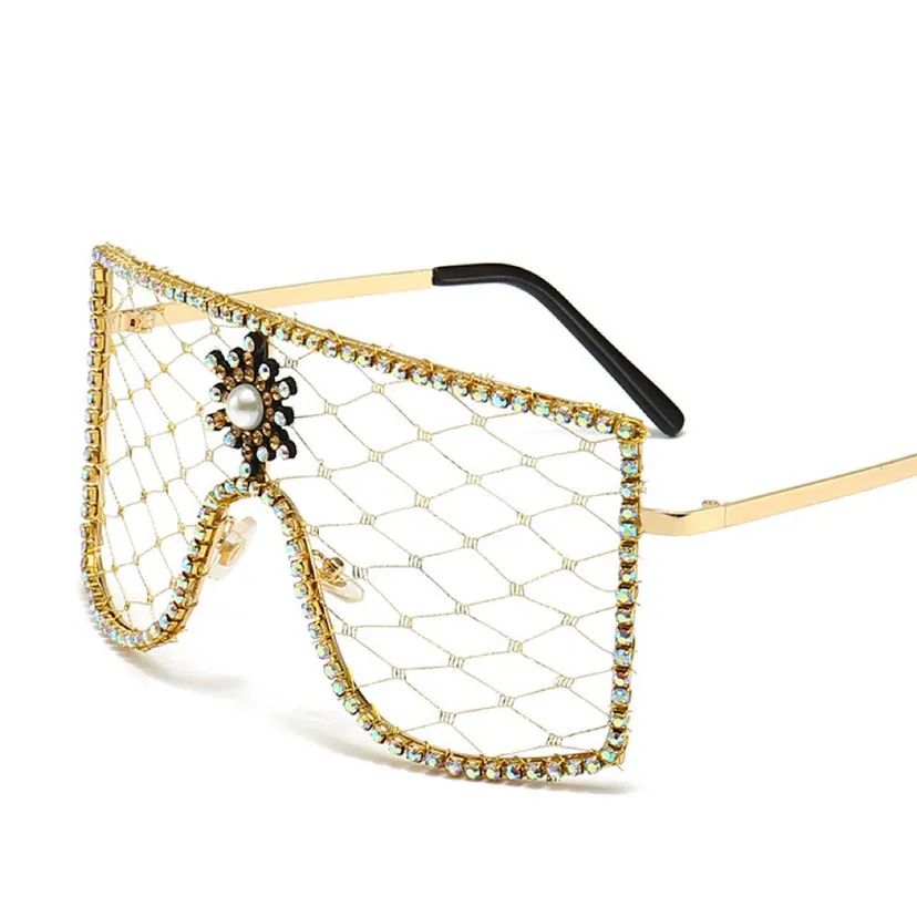 TEEK - Rhinestone Face Veil Eyewear