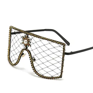 TEEK - Rhinestone Face Veil Eyewear