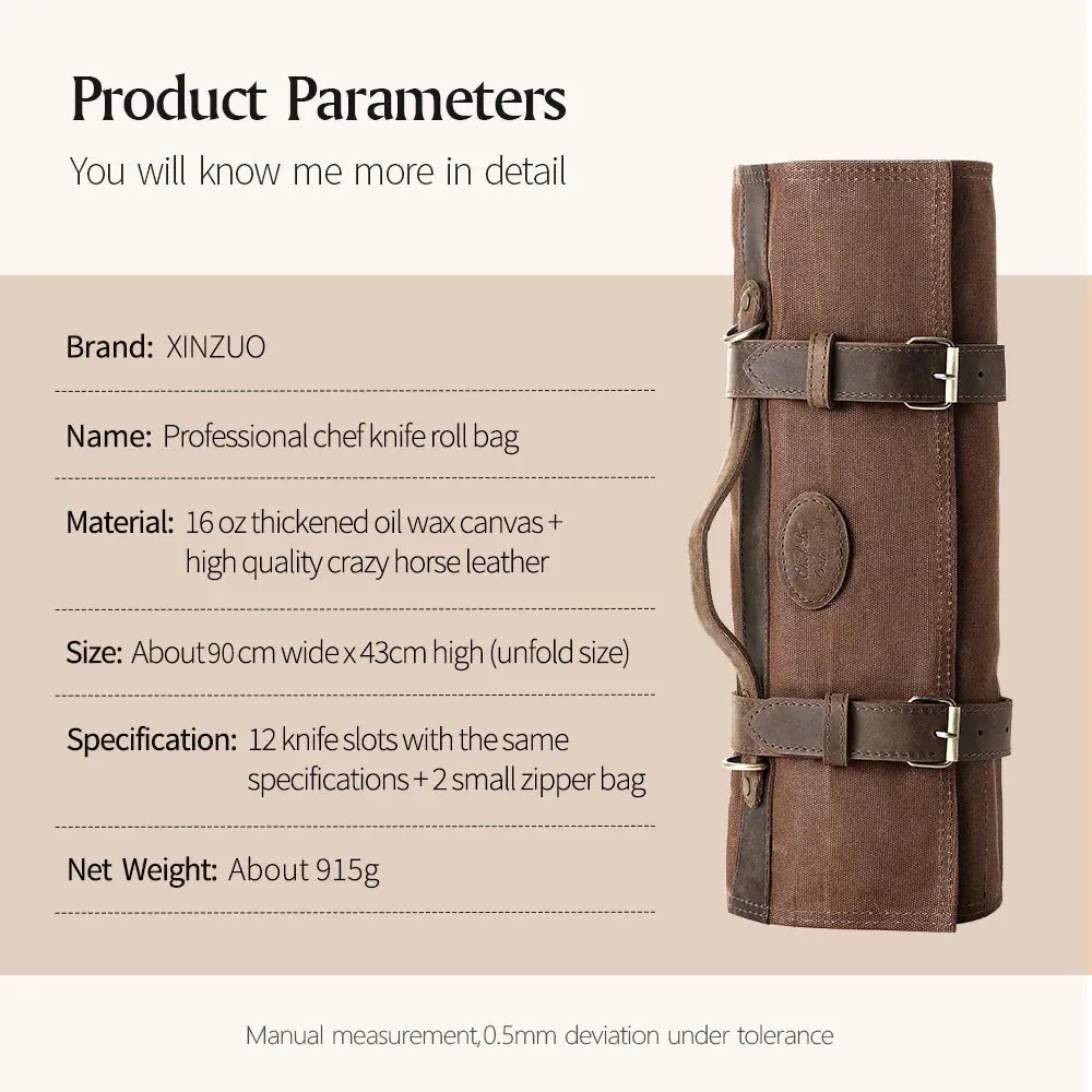 Thickened Canvas Foldable Chef Roll