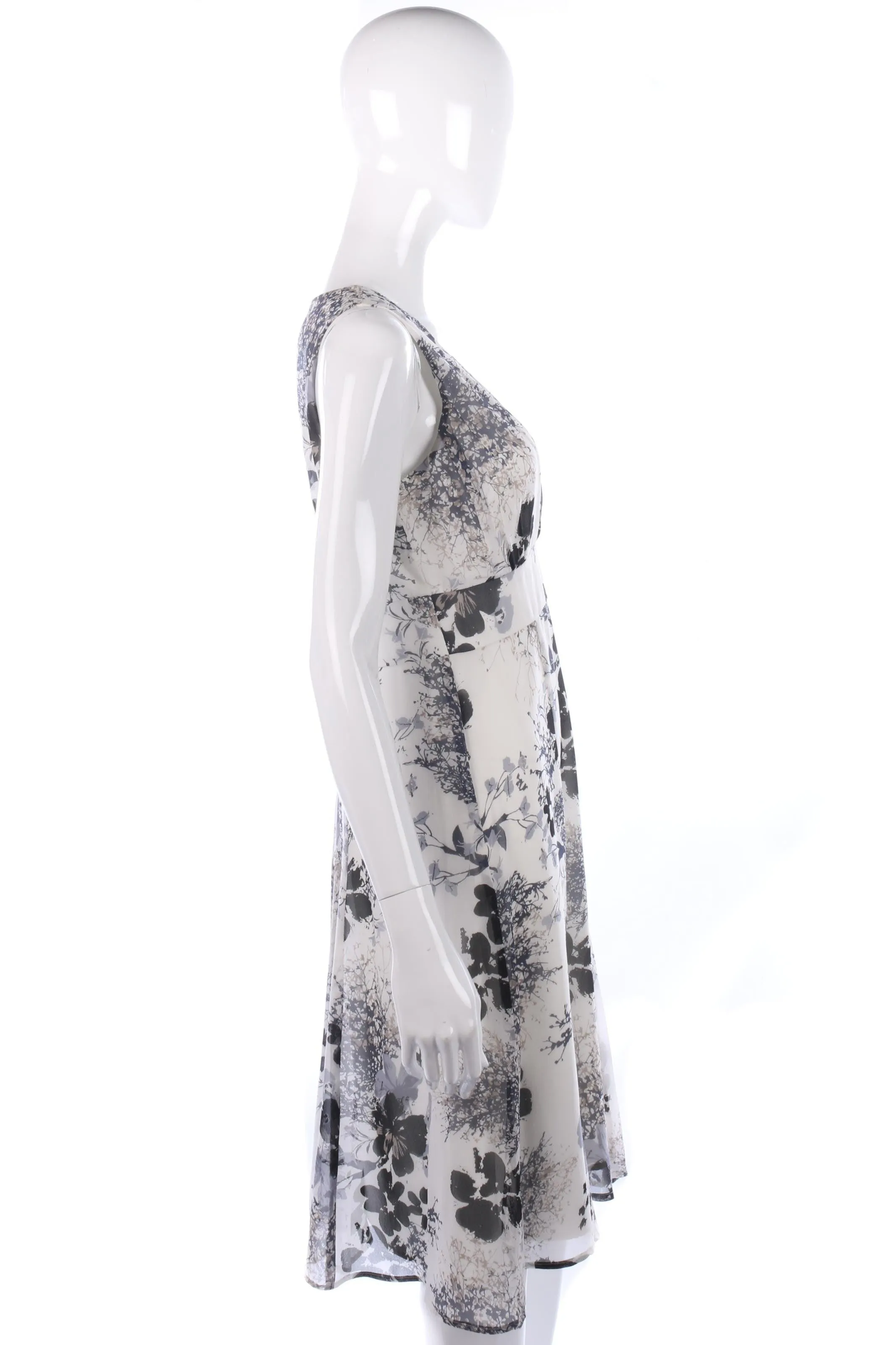 Tina Taylor Dress Silk Black and White Floral Dress Size UK 10