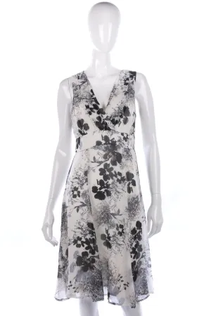 Tina Taylor Dress Silk Black and White Floral Dress Size UK 10
