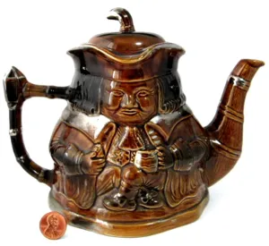 Toby Teapot Character Jug Gold Luster England Price Kensington 1940s Double Sided