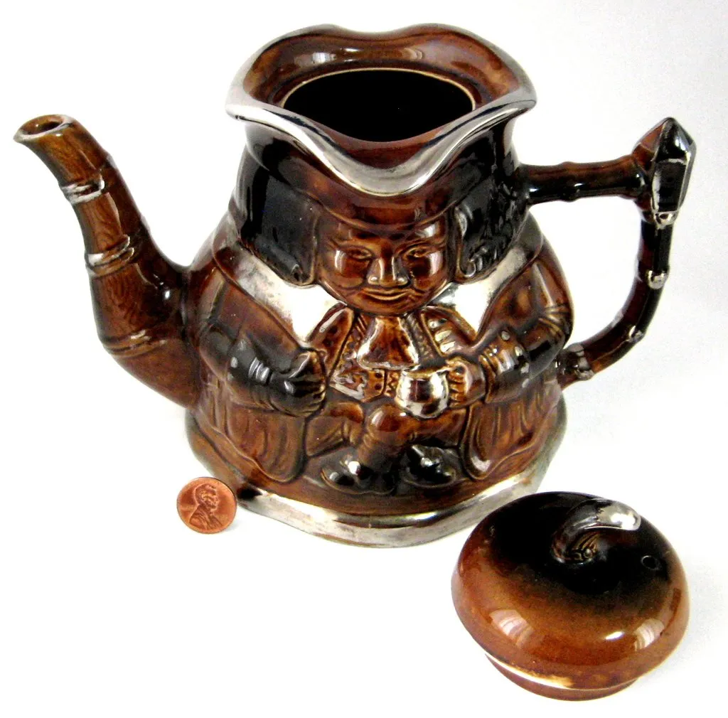 Toby Teapot Character Jug Gold Luster England Price Kensington 1940s Double Sided