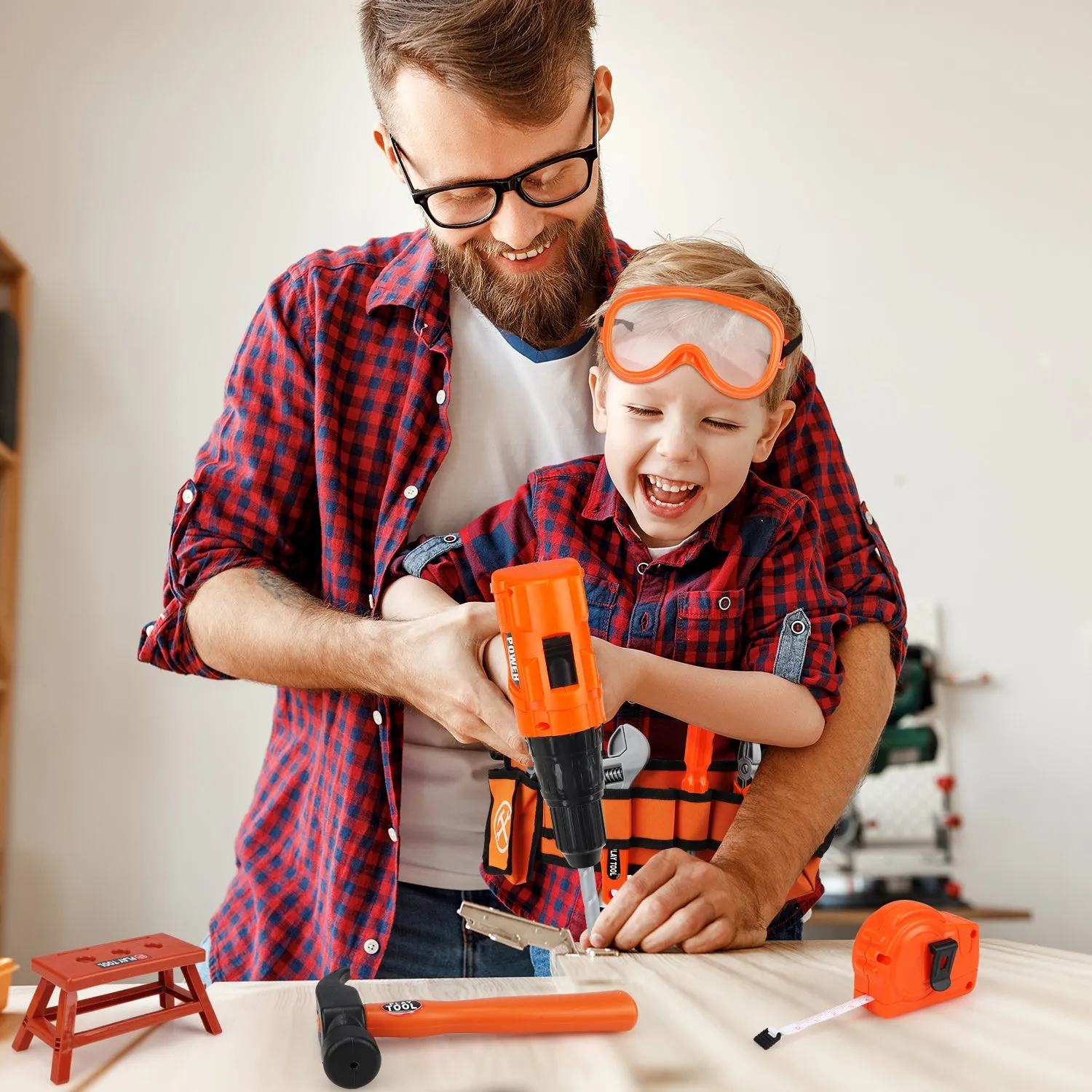 Tool Set with Kids Tool Belt & Electronic Toy Drill