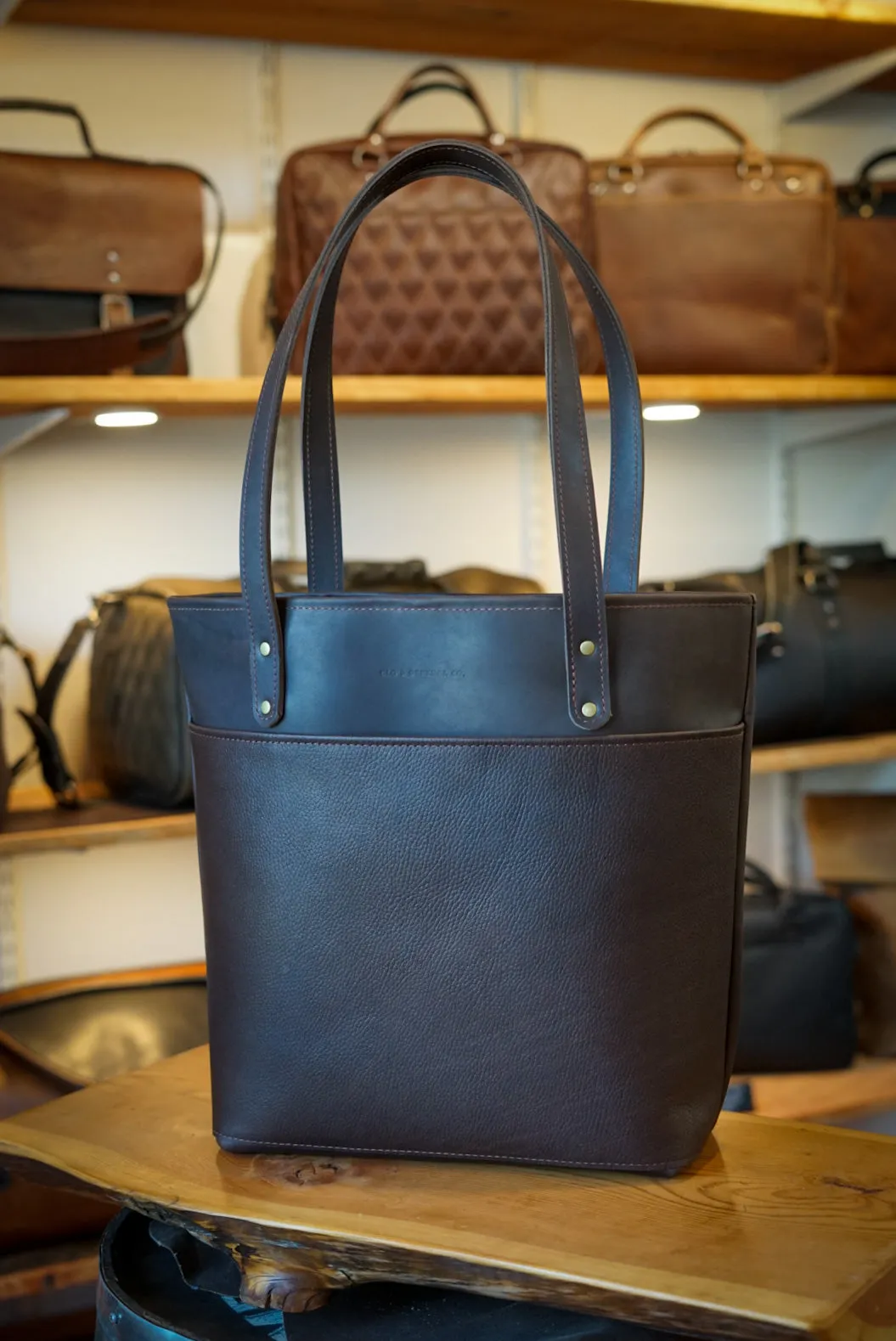 Tote Bag (Two Tone: Pebbled Cappuccino   Fleet Sienna Brown)