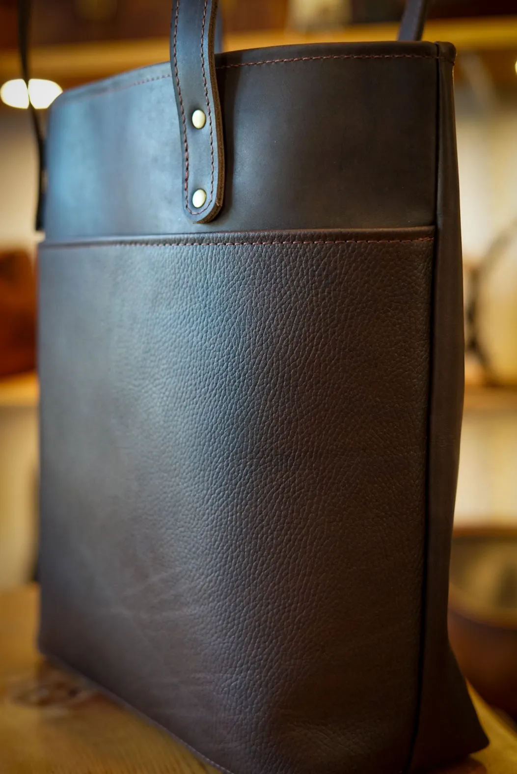Tote Bag (Two Tone: Pebbled Cappuccino   Fleet Sienna Brown)