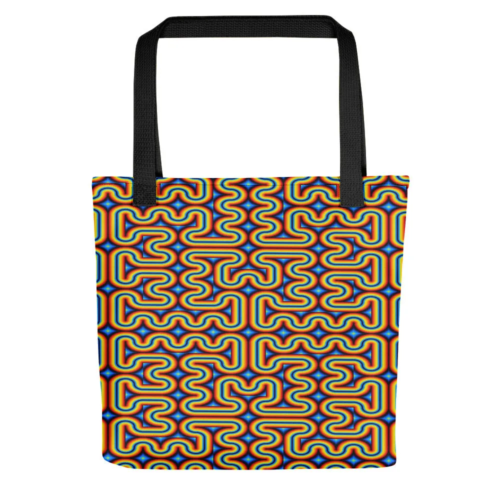 Trippy Shopping Bag | Tote Bag | Reusable Grocery Bags | Rainbow Maze