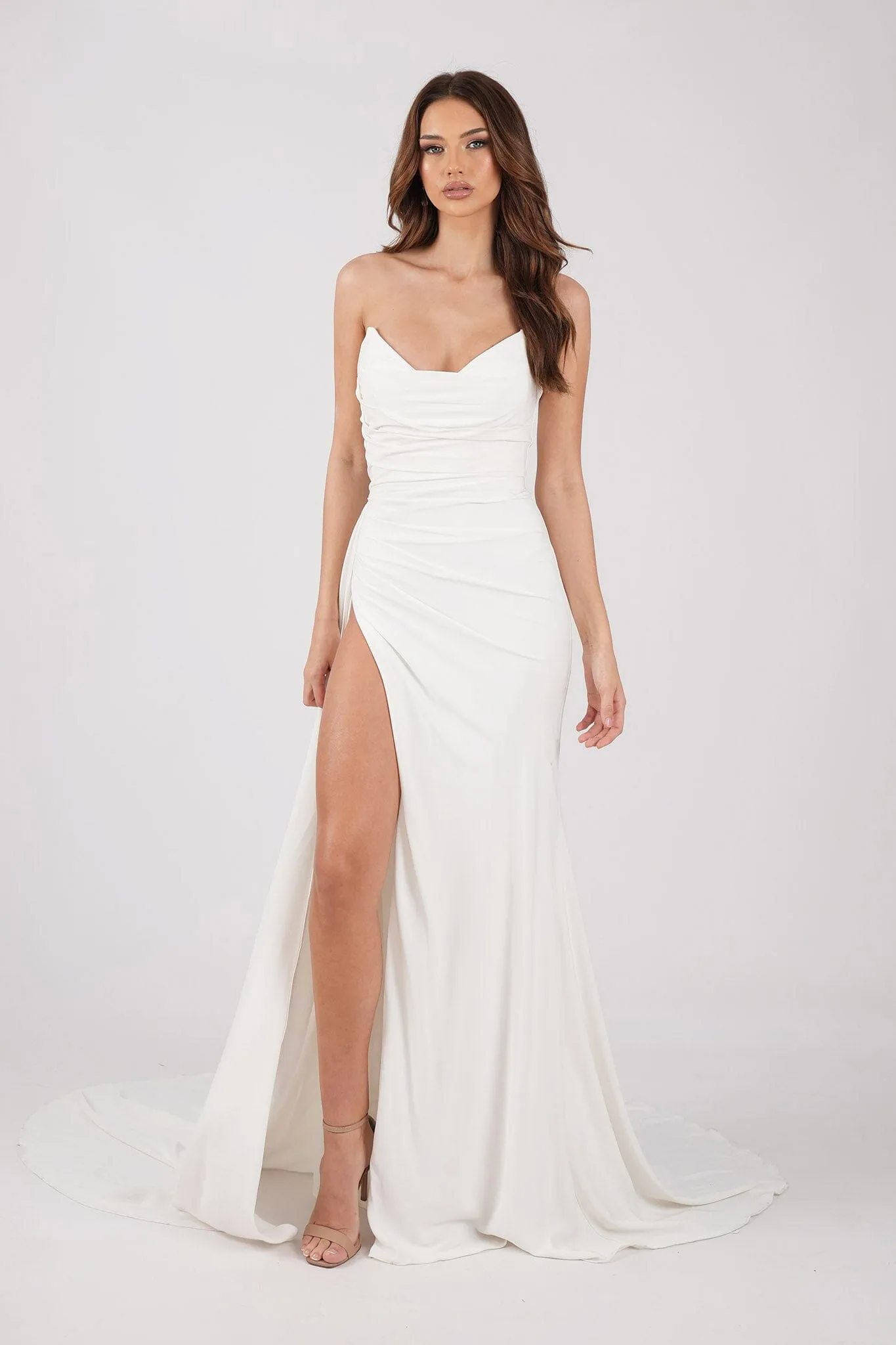 TYRA Matte Satin Gown - Ivory