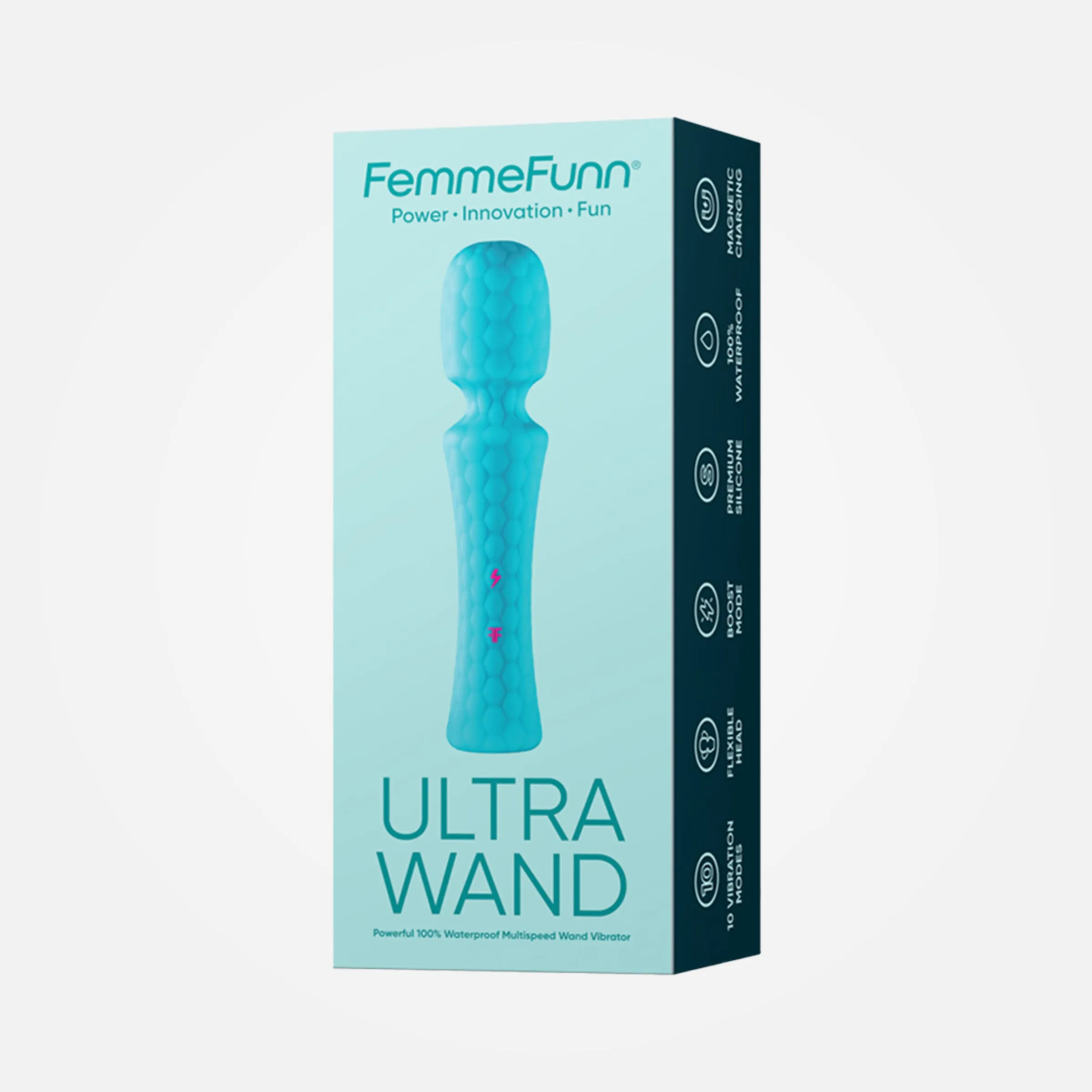 Ultra Wand - Rechargeable Flexible Textured Wand Vibrator - Turquoise