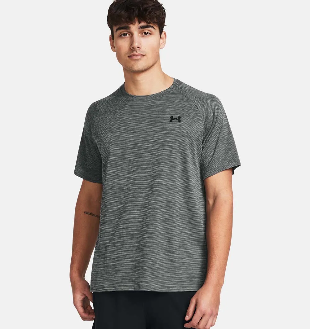 Under Armour Men&#x27;s UA Tech Textured Short Sleeve Castlerock/Black | Buy Under Armour Men&#x27;s UA Tech Textured Short Sleeve Castlerock/Black here | Outnorth