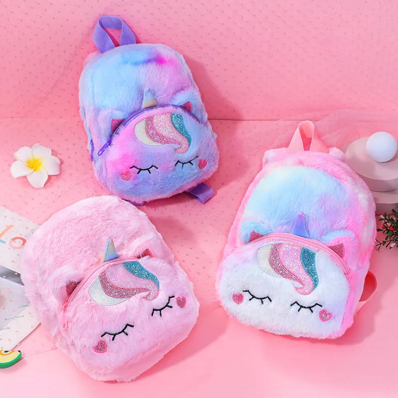 Unicorn Plush Small Schoolbag Gilrs Casual Cartoon Backpack Storage Bag