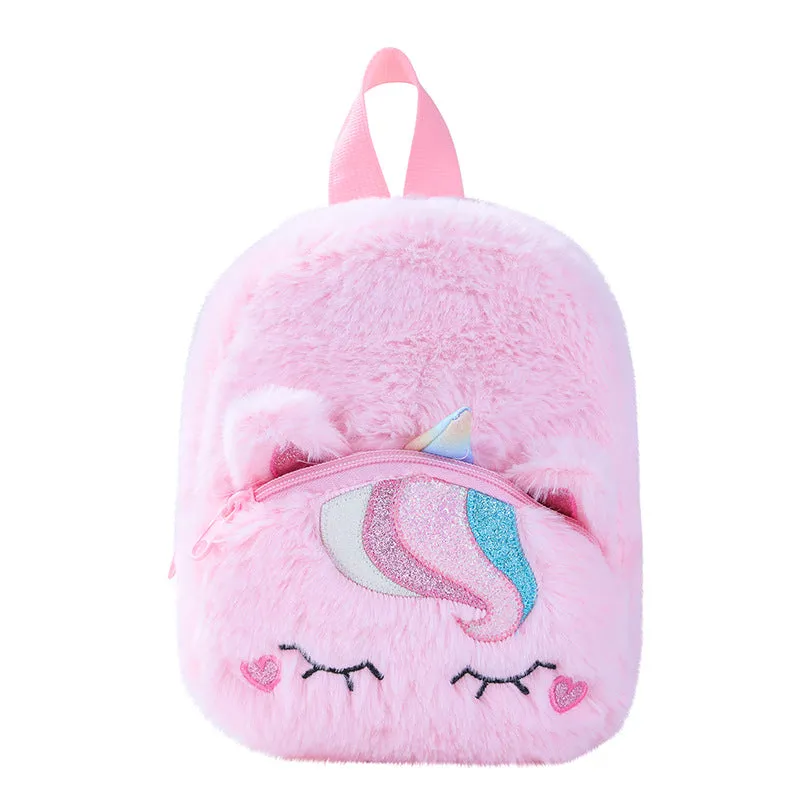 Unicorn Plush Small Schoolbag Gilrs Casual Cartoon Backpack Storage Bag