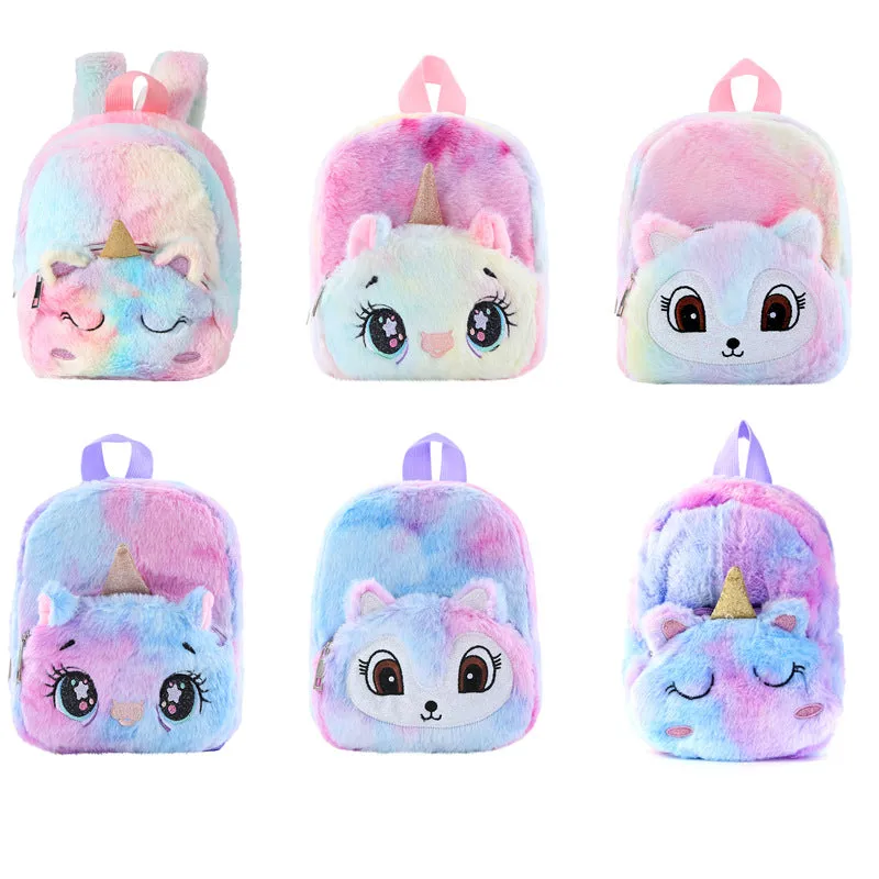 Unicorn Plush Small Schoolbag Gilrs Casual Cartoon Backpack Storage Bag
