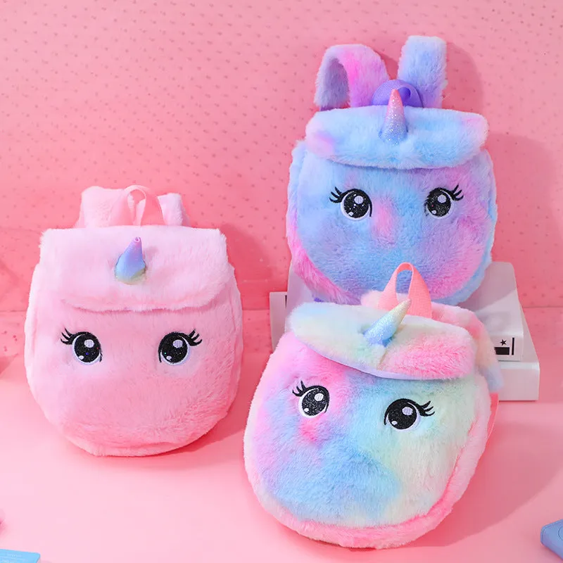 Unicorn Plush Small Schoolbag Gilrs Casual Cartoon Backpack Storage Bag