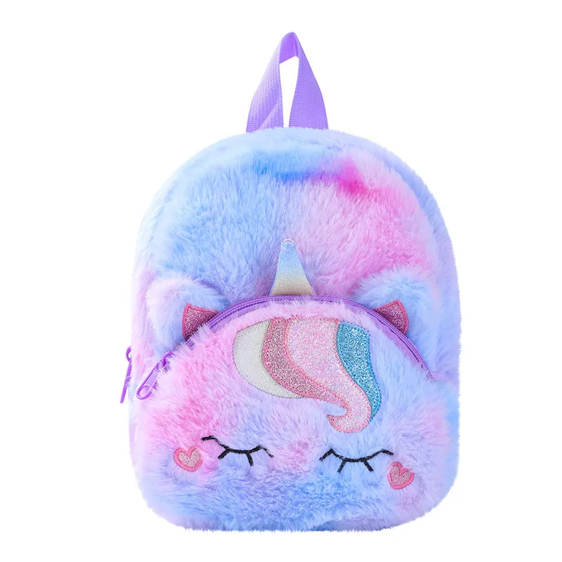 Unicorn Plush Small Schoolbag Gilrs Casual Cartoon Backpack Storage Bag
