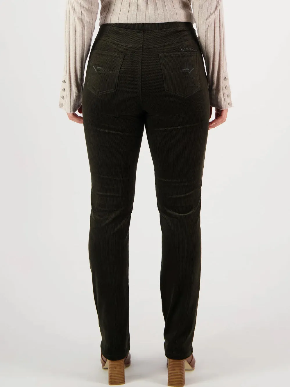 VASSALLI SLIM LEG WIDEWALE CORD PANT