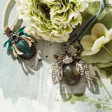 Vintage bug hanging ornament, emerald
