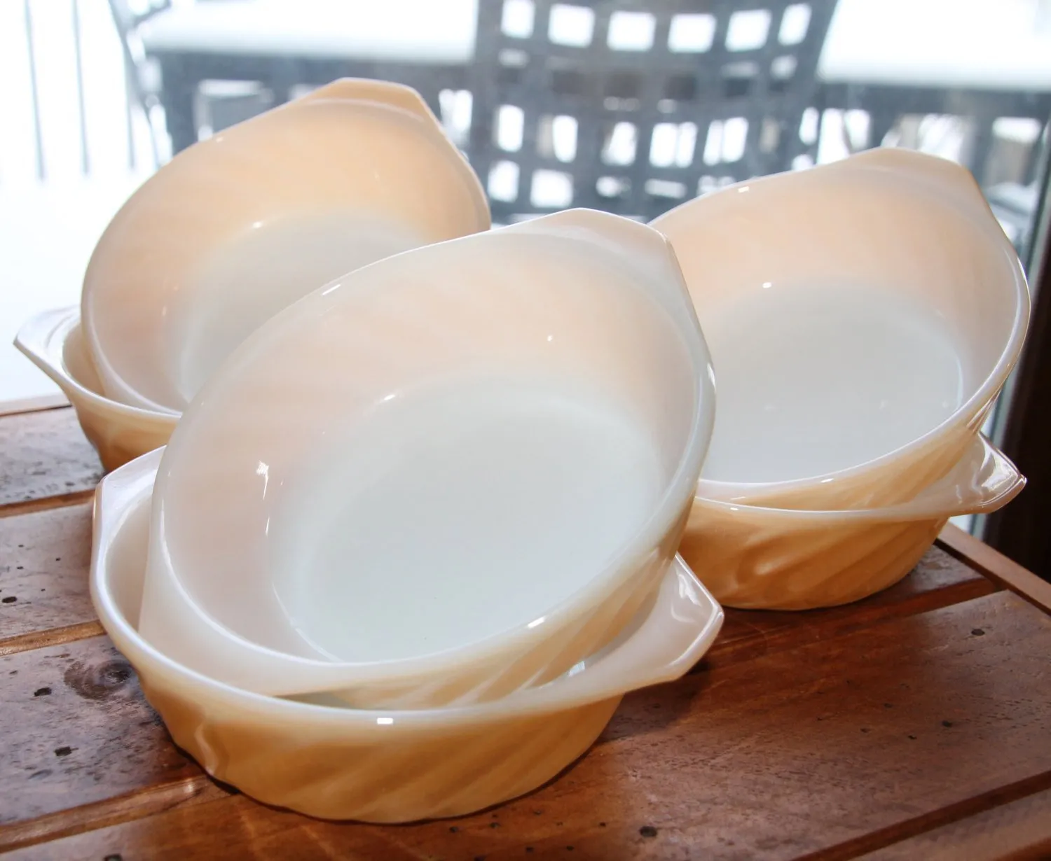 Vintage Fire King Peach Luster Small Gratin Dish by Anchor Hocking Set of 6