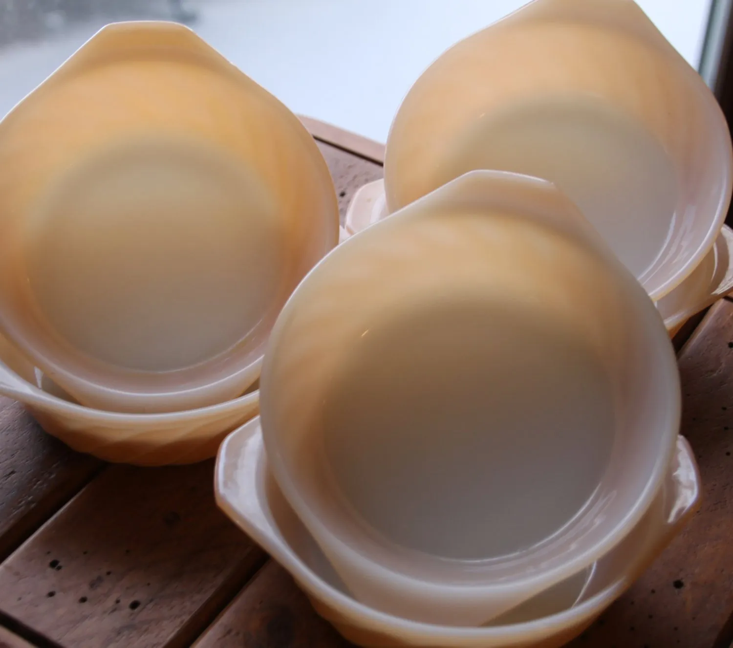 Vintage Fire King Peach Luster Small Gratin Dish by Anchor Hocking Set of 6