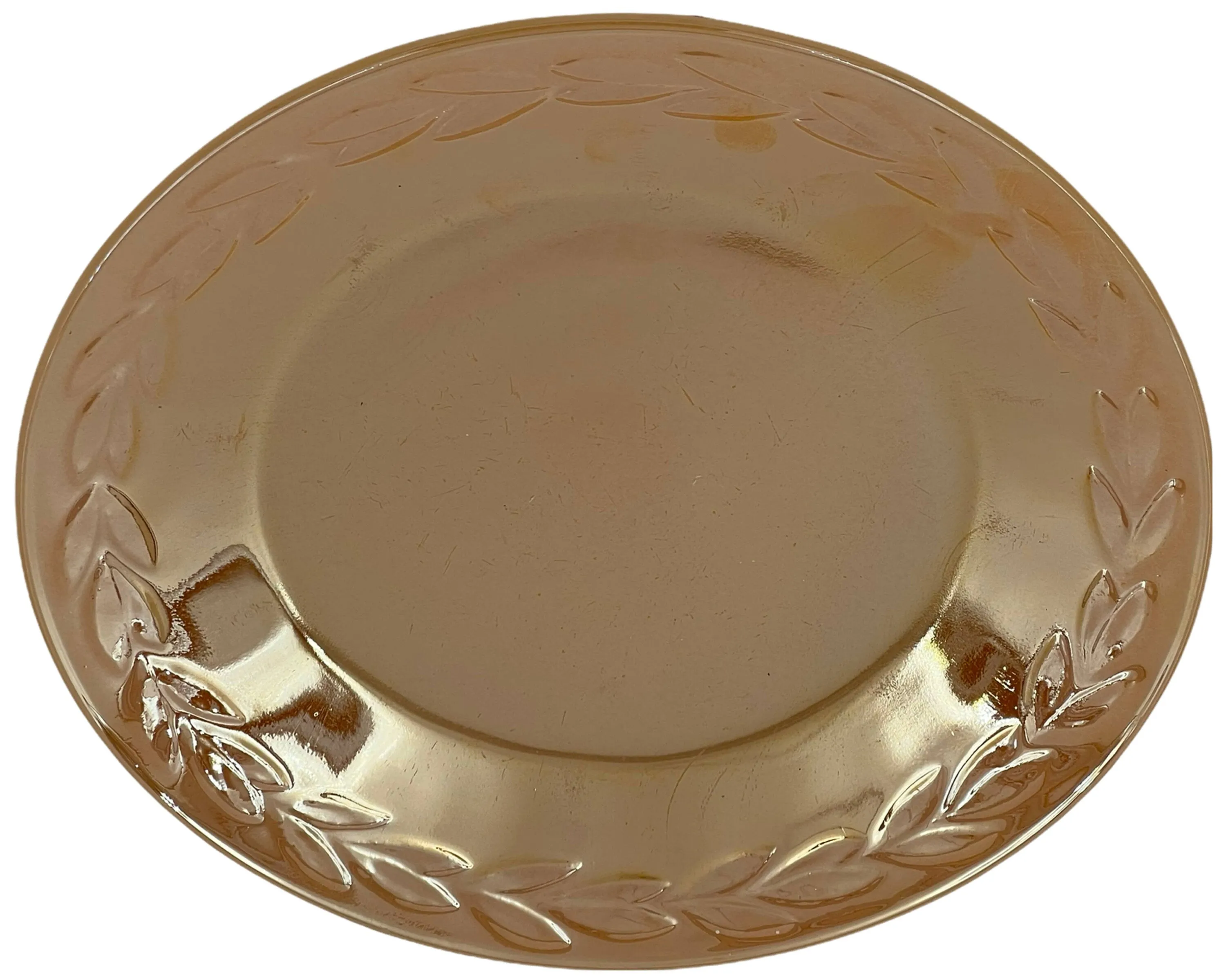 Vintage Fire King Peach Lustre Glass Laurel Dinner Plate 9 1/8